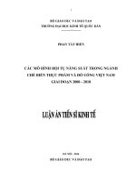Các mô hình hội tụ năng suất trong ngành chế biến thực phẩm và đồ uống Việt Nam giai đoạn 20002010