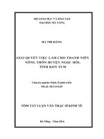Giải quyết việc làm cho thanh niên nông thôn trên địa bàn huyện ngọc hồi, tỉnh kon tum 