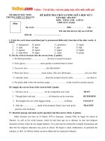 Đề thi giữa học kì 1 môn Tiếng Anh lớp 10 trường THPT Lý Thái Tổ, Bắc Ninh năm học 2016 - 2017 có đáp án