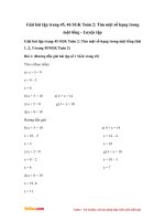 Giải bài tập trang 45, 46 SGK Toán 2: Tìm một số hạng trong một tổng - Luyện tập