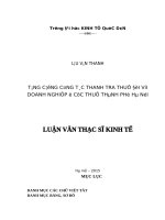 Tăng cường công tác thanh tra thuế đối với doanh nghiệp ở Cục thuế thành phố Hà Nội
