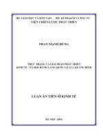Thực trạng và giải pháp phát triển kinh tế - xã hội Hành lang quốc lộ 12 A tỉnh Quảng Bình