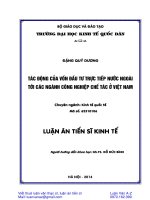 Luận văn tác động của vốn đầu tư trực tiếp nước ngoài tới các ngành công nghiệp chế tác ở việt nam 