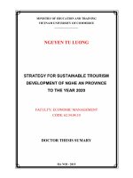 Strategy for sustainable trourism development of Nghe An province to the year 2020