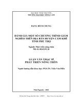 Đánh giá một số chương trình giảm nghèo trên địa bàn huyện cẩm khê tỉnh phú thọ