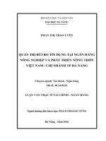 Luận văn thạc sĩ quản trị rủi ro tín dụng tại ngân hàng nông nghiệp và phát triển nông thôn việt nam – chi nhánh đà nẵng