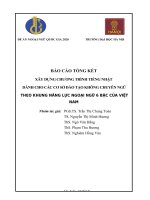 BÁO CÁO TỔNG KẾT XÂY DỰNG CHƯƠNG TRÌNH TIẾNG NHẬT DÀNH CHO CÁC CƠ SỞ ĐÀO TẠO KHÔNG CHUYÊN NGỮ THEO KHUNG NĂNG LỰC NGOẠI NGỮ 6 BẬC CỦA VIỆT NAM