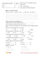 Đề thi giữa học kì 1 môn Toán lớp 5 trường tiểu học Vạn Bình năm học 2016 - 2017