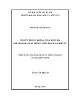 Truyền thông không uống rượu bia khi tham gia giao thông trên báo mạng điện tử ( khảo sát báo giao thông vận tải, VOV online, vietnannet từ tháng 6 2013 6 2014) 