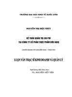 Luận văn thạc sỹ -  Kế toán quản trị chi phí tại Công ty Cổ phần Thực phẩm Hữu Nghị