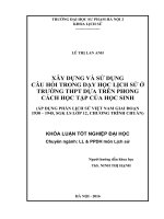 Xây dựng và sử dụng câu hỏi trong dạy học lịch sử ở trường THPT dựa trên phong cách học tập của học sinh 