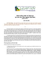 Sách tiếng việt và việt học tại các thư viện ngoài việt nam