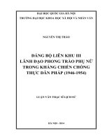 Đảng bộ liên khu III lãnh đạo phong trào phụ nữ trong kháng chiến chống thực dân pháp ( 1946 1954) 