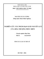 Nghiên cứu tác phẩm đạo giáo nguyên lưu của hòa thượng phúc điền (TT)