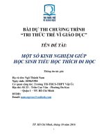 Một số kinh nghiệm giúp học sinh tiểu học thích đi học
