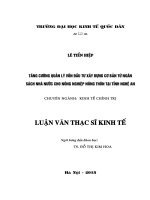 TĂNG CƯỜNG QUẢN LÝ VỐN ĐẦU TƯ XÂY DỰNG CƠ BẢN TỪ NGÂN SÁCH NHÀ NƯỚC CHO NÔNG NGHIỆP NÔNG THÔN TẠI TỈNH NGHỆ AN