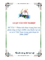 Luận văn phân tích thực trạng báo cáo phản ứng có hại (ADR) của thuốc tại các cơ sở ở việt nam 