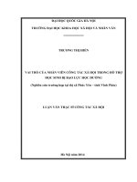 Vai trò của nhân viên công tác xã hội trong hỗ trợ học sinh bị bạo lực học đường ( nghiên cứu trường hợp tại xã phúc yên, vĩnh phúc) 