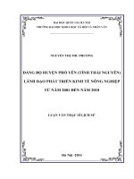 Đảng bộ huyện phổ yên ( tỉnh thái nguyên) lãnh đạo phát triển kinh tế nông nghiệp từ năm 2001 đến năm 2010 