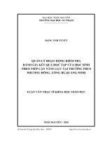 Quản lý hoạt động kiểm tra đánh giá kết quả học tập của học sinh theo tiếp cận năng lực tại trường THCS phương đông, uông bí, quảng ninh 