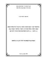 Biện pháp sử dụng trò chơi học tập trong dạy học tiếng việt 4 ở trường tiểu học quyết tâm thành phố sơn la – sơn la 