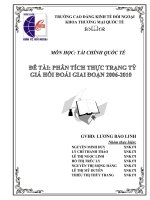 Đề tài nghiên cứu khoa học Phân tích thực trạng tỷ giá hối đoái giai đoạn 2006-2010