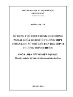 Sử dụng trò chơi trong hoạt động ngoại khóa lịch sử ở trường THPT (phần lịch sử thế giới cận đại, lớp 10, chương trình chuẩn) 
