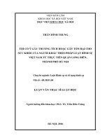 Tội cố ý gây thương tích hoặc gây tổn hại cho sức khỏe của người khác theo pháp luật hình sự việt nam từ thực tiễn quận long biên, thành phố hà nội 