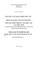 Thiết kế và sử dụng phiếu học tập trong dạy học lịch sử ở trường THPT dựa trên phong cách học tập của học sinh 