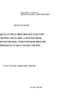 Quản lý phát triển đội ngũ giáo viên trường trung học cơ sở b hải minh, huyện hải hậu, tỉnh nam định theo mô hình quản lý dựa vào nhà trường