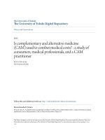 Is complementary and alternative medicine (CAM) used to combat medical costs  a study of consumers, medical professionals, and a CAM practitioner