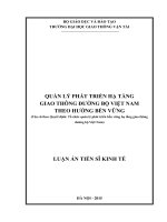 Quản lý phát triển hạ tầng giao thông đường bộ Việt Nam theo hướng bền vững