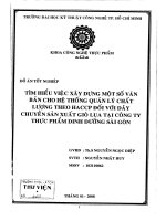Tìm hiểu việc xây dựng một số văn bản cho hệ thống quản lý chất lượng theo haccp đối với dây chuyền sản xuất giò lụa tại công ty thực phẩm dinh dưỡng sài gòn 