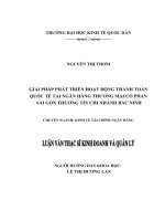 Giải pháp phát triển hoạt động Thanh toán quốc tế tại Ngân hàng Thương mại Cổ phần Sài Gòn Thương Tín Chi nhánh Bắc Ninh