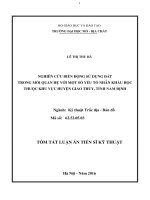 Nghiên cứu biến động sử dụng đất trong mối quan hệ với một số yếu tố nhân khẩu học thuộc khu vực huyện Giao Thủy, tỉnh Nam Định