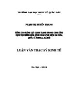 Nâng cao năng lực cạnh tranh trong cung ứng dịch vụ khám chữa bệnh của Bệnh viện đa khoa quốc tế Vinmec, Hà Nội