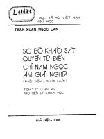 Sơ bộ khảo sát quyển từ điển chỉ nam ngọc âm giải nghĩa 