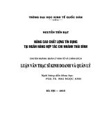 Nâng cao chất lượng tín dụng tại Ngân hàng Hợp tác chi nhánh Thái Bình