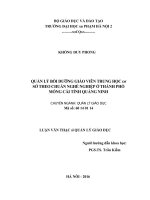 Quản lý bồi dưỡng giáo viên trung học cơ sở theo chuẩn nghề nghiệp ở thành phố móng cái tỉnh quảng ninh 