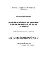 Giải pháp nâng cao chất lượng tín dụng trung và dài hạn tại Ngân hàng Nông nghiệp và Phát triển Nông thôn Việt Nam - chi nhánh Hà Tây