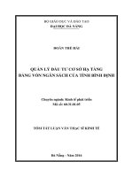 Quản lý đầu tư cơ sở hạ tầng bằng vốn ngân sách của tỉnh bình định 
