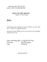 Tham quan quy trình sản xuất thuốc tại nhà máy số 2 Công ty CP mediplantex và khảo sát công nghệ sản xuất vaccine tại xí nghiệp thuốc thú y trung ương