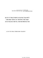Quản lý hoạt động giáo dục đạo đức cho học sinh các trường tiểu học quận hai bà trưng, thành phố hà nội 