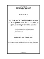 Tội vi phạm các quy định về khai thác và bảo vệ rừng theo pháp luật hình sự việt nam từ thực tiễn tỉnh kon tum