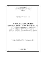 NGHIÊN cứu ẢNH HƯỞNG của  một số ELICITOR lên KHẢ NĂNG TÍCH lũy SOLASODINE ở tế bào IN VITRO của   cây cà GAI LEO (solanum hainanense hance) 