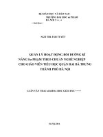 Quản lý hoạt động bồi dưỡng kĩ năng sư phạm theo chuẩn nghề nghiệp cho giáo viên tiểu học quận hai bà trưng thành phố hà nội 