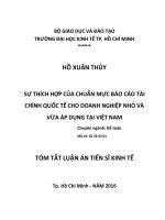 Sự thích hợp của chuẩn mực báo cáo tài chính quốc tế cho doanh nghiệp nhỏ và vừa áp dụng tại việt nam (TT) 