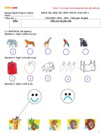 Đề kiểm tra học kì 1 môn Tiếng Anh lớp 4 trường tiểu học Quảng Thành