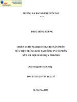 Chiến lược Marketing cho sản phẩm Sữa tiệt trùng IZZI tại công ty cổ phần Sữa Hà nội giai đoạn 2008-2010