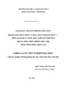 Giáo dục trách nhiệm công dân trong dạy học phần công dân với đạo đức môn giáo dục công dân lớp 10 ở trường trung học phổ thông bến tre, tỉnh vĩnh phúc hiện nay 